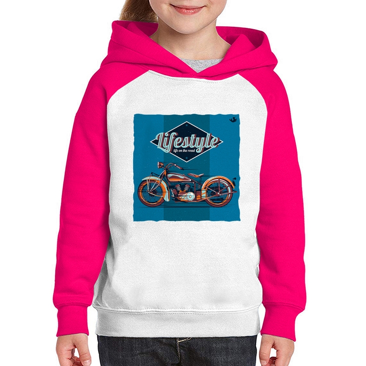 Moletom Infantil Life on the road - Branco/Rosa