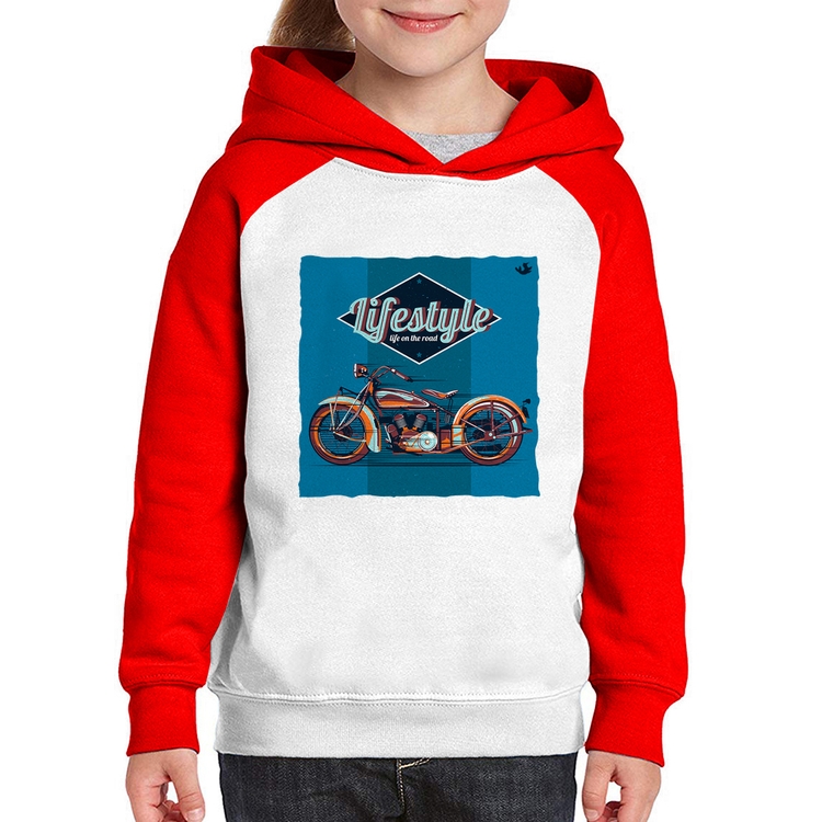 Moletom Infantil Life on the road - Branco/Vermelho