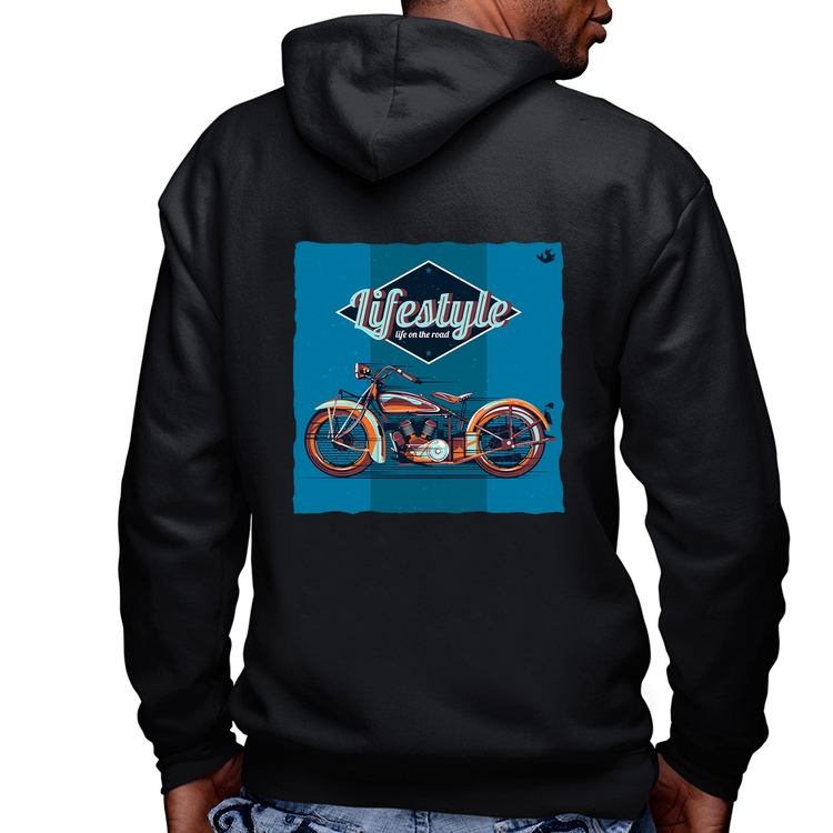 Blusa Moletom Life on the road Masculina com Capuz e Zíper
