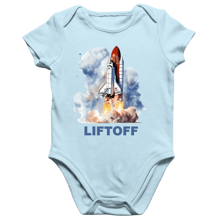 Body Bebê Algodão Liftoff: Lançamento do Ônibus Espacial - Azul Bebê