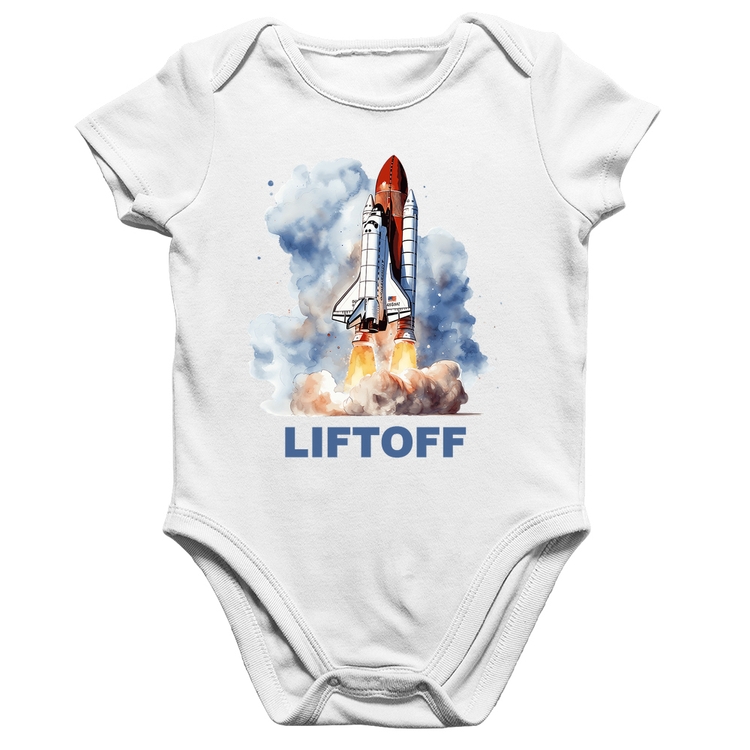 Body Bebê Algodão Liftoff: Lançamento do Ônibus Espacial - Branco