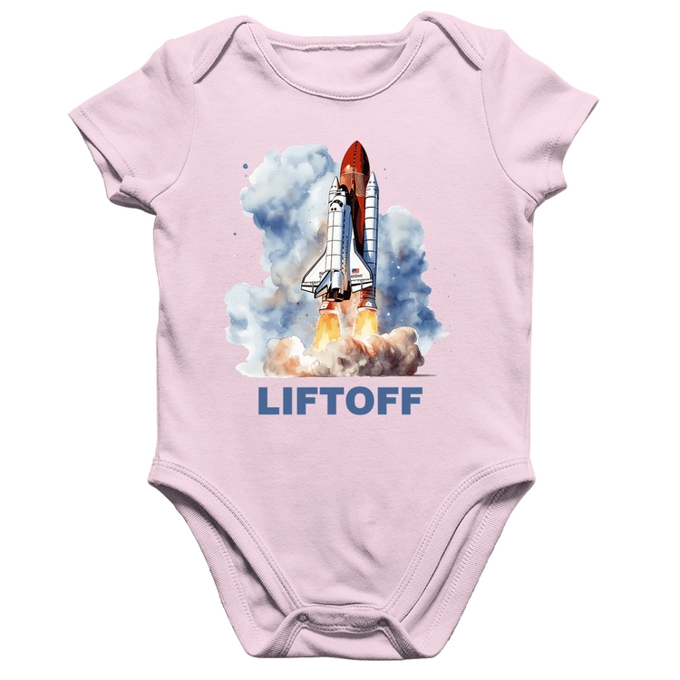 Body Bebê Algodão Liftoff: Lançamento do Ônibus Espacial - Rosa Bebê