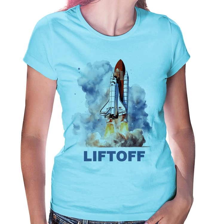 Baby Look Liftoff: Lançamento do Ônibus Espacial - Azul Bebê