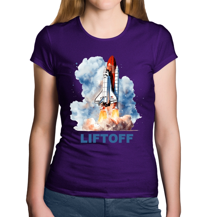 Baby Look Algodão Liftoff: Lançamento do Ônibus Espacial - Roxa