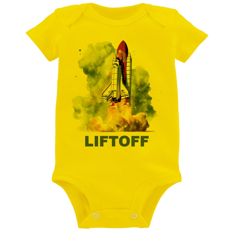 Body Bebê Liftoff: Lançamento do Ônibus Espacial - Amarelo