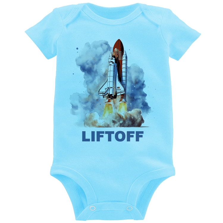 Body Bebê Liftoff: Lançamento do Ônibus Espacial - Azul Bebê