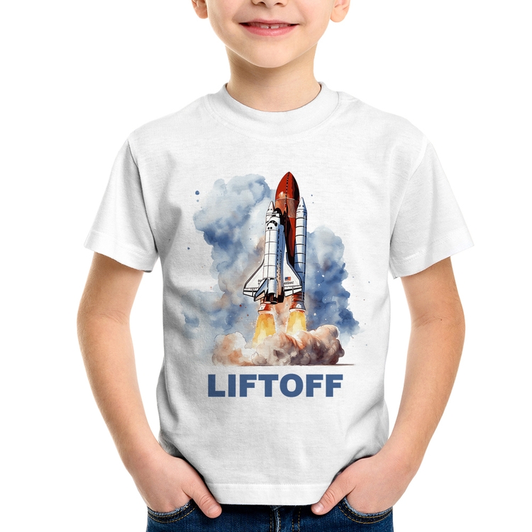 Camiseta Infantil Liftoff: Lançamento do Ônibus Espacial