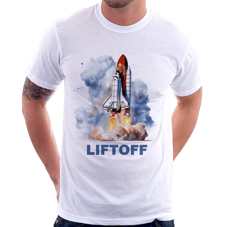 Camiseta Liftoff: Lançamento do Ônibus Espacial
