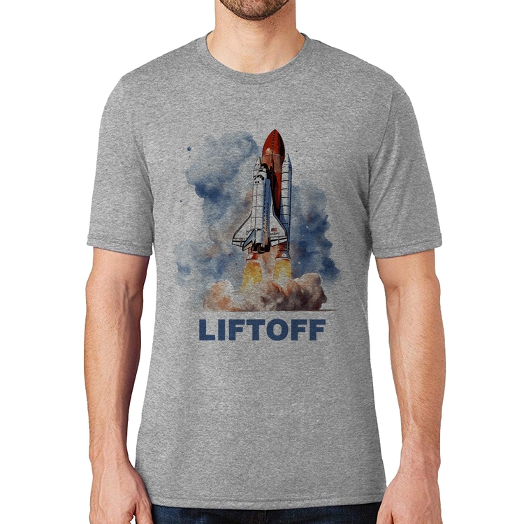 Camiseta Liftoff: Lançamento do Ônibus Espacial - Cinza