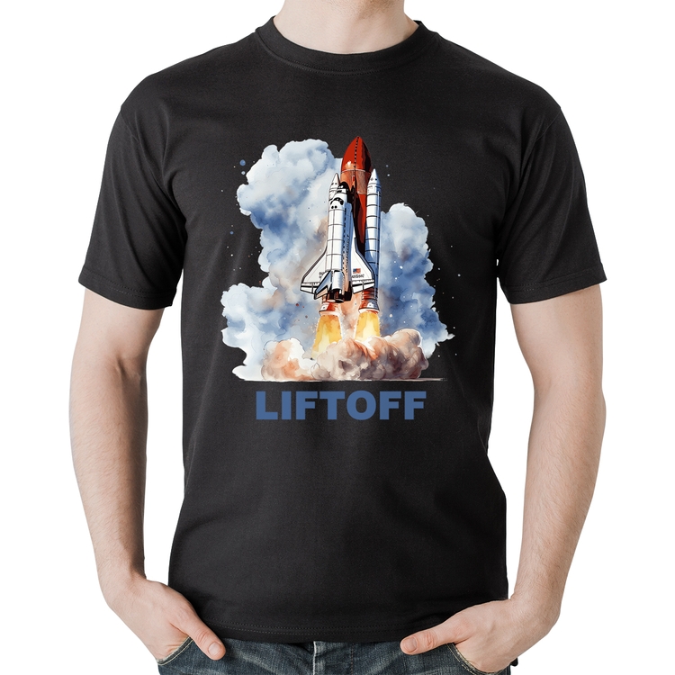 Camiseta Algodão Liftoff: Lançamento do Ônibus Espacial
