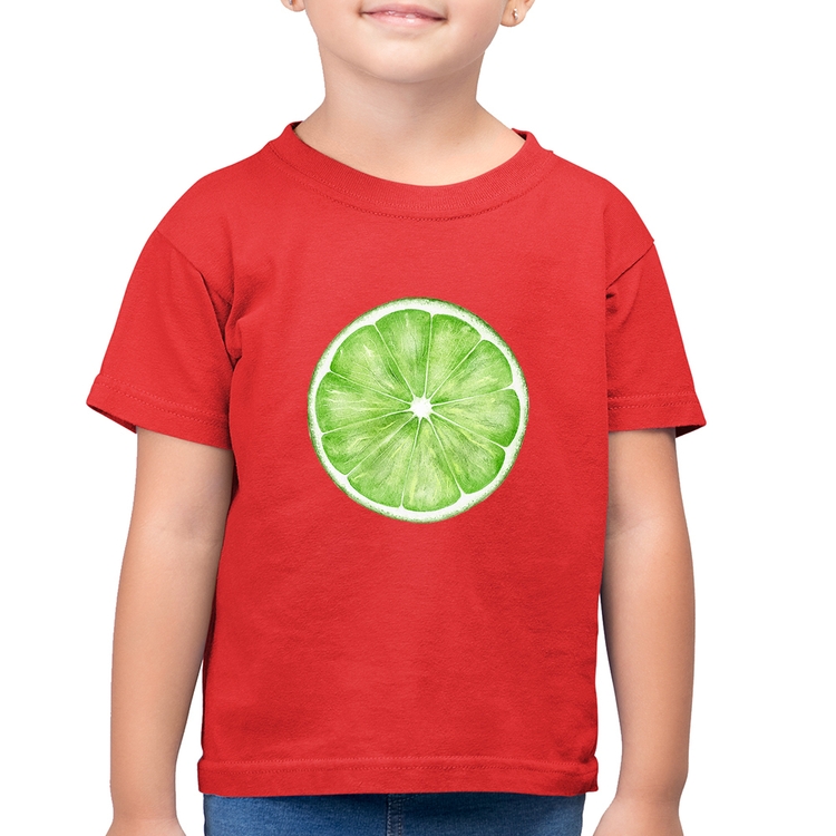 Camiseta Algodão Infantil Limão - Vermelha