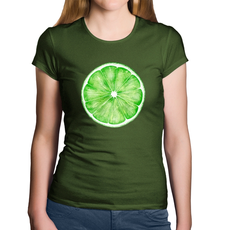 Baby Look Algodão Limão - Musgo