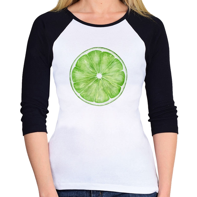 Baby Look Raglan Limão Manga 3/4