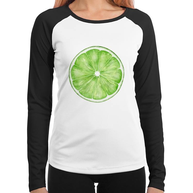 Baby Look Raglan Limão Manga Longa