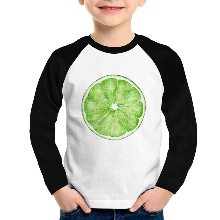 Camiseta Raglan Infantil Limão Manga Longa