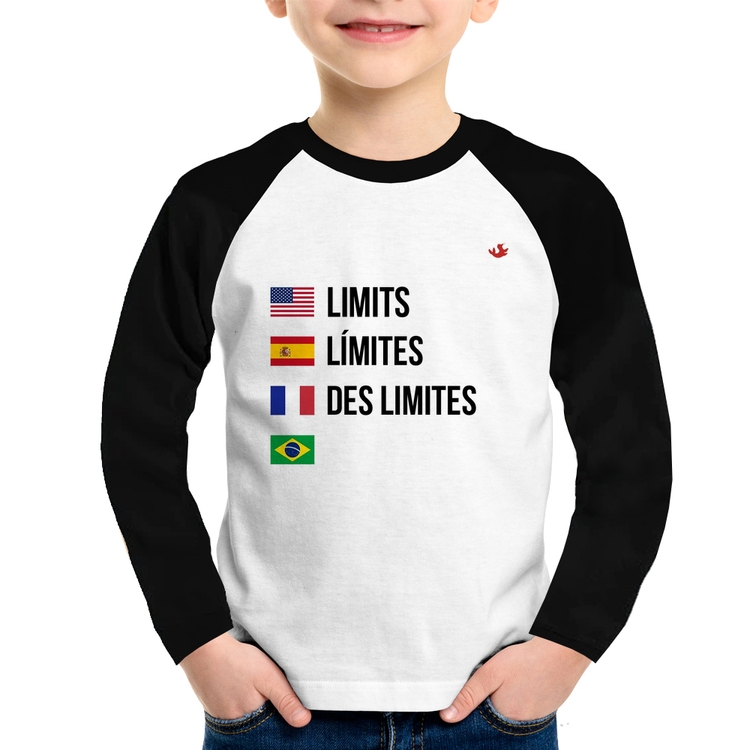 Camiseta Raglan Infantil Limites Manga Longa