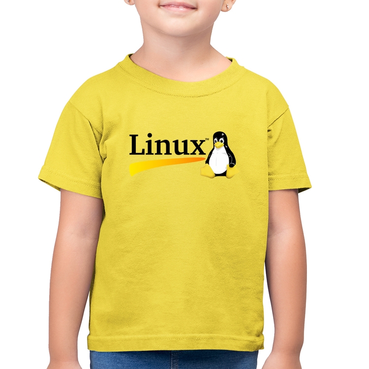 Camiseta Algodão Infantil Linux - Amarelo Canário