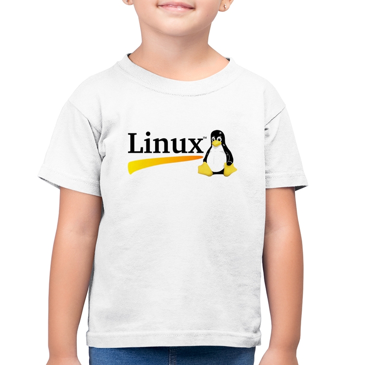 Camiseta Algodão Infantil Linux - Branca
