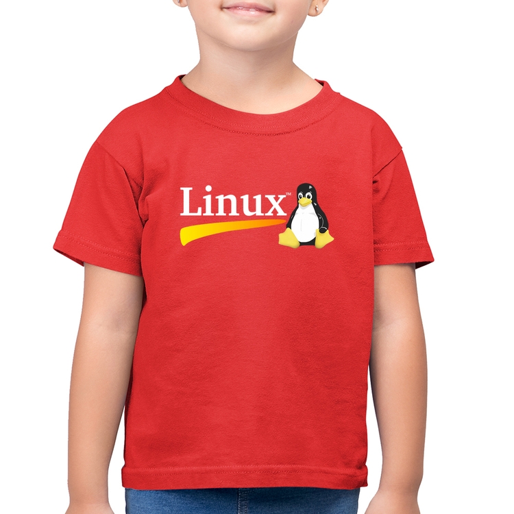 Camiseta Algodão Infantil Linux - Vermelha