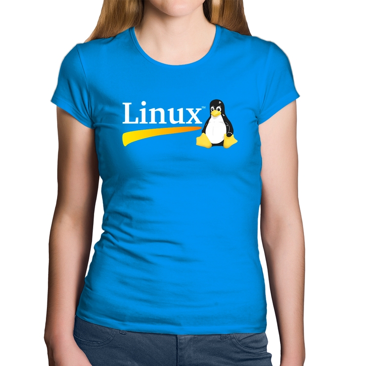 Baby Look Algodão Linux - Azul