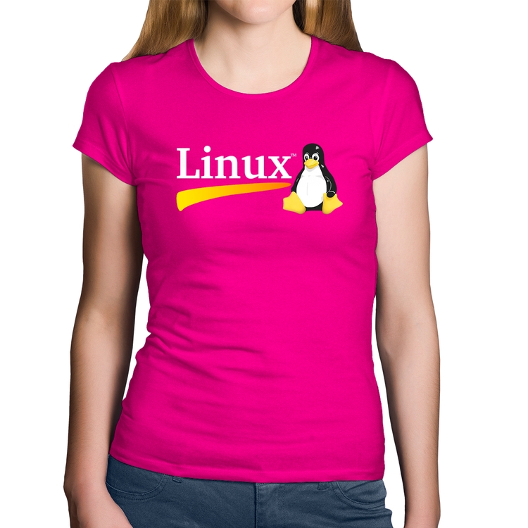 Baby Look Algodão Linux - Rosa