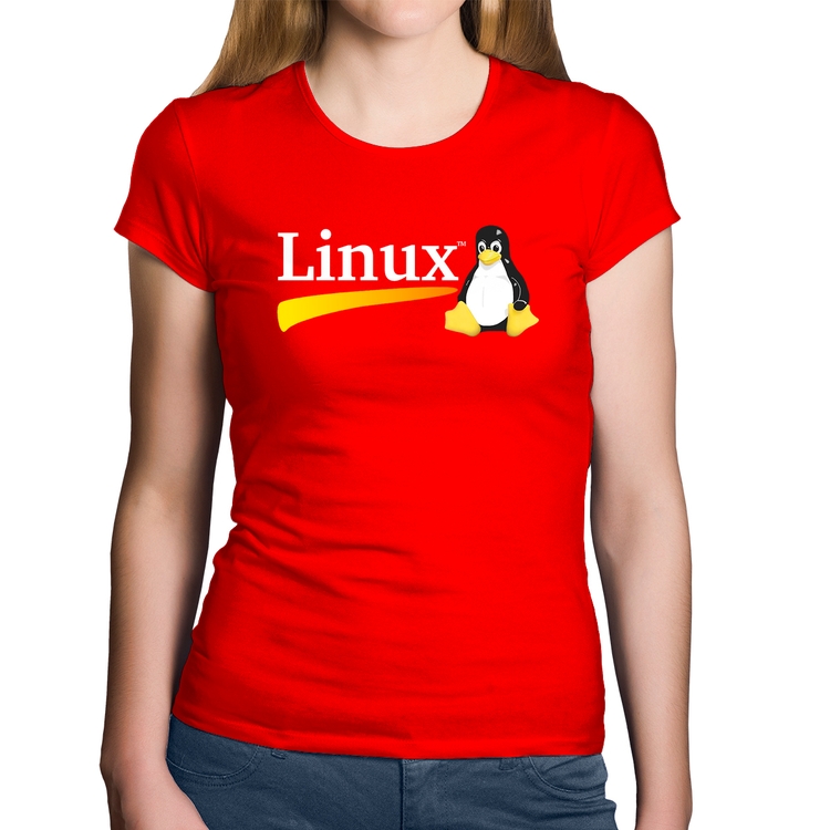 Baby Look Algodão Linux - Vermelha