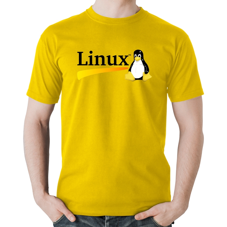 Camiseta Algodão Linux - Amarela