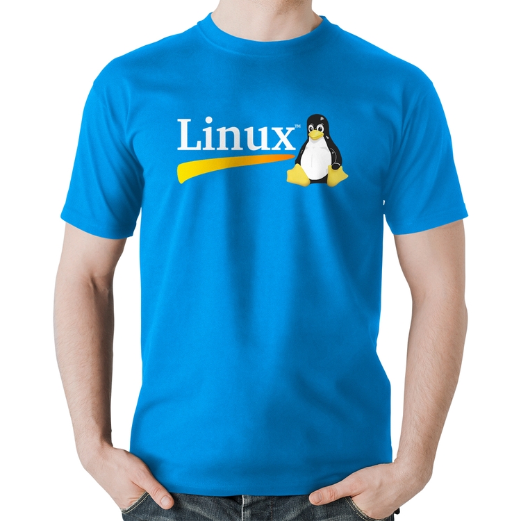 Camiseta Algodão Linux - Azul