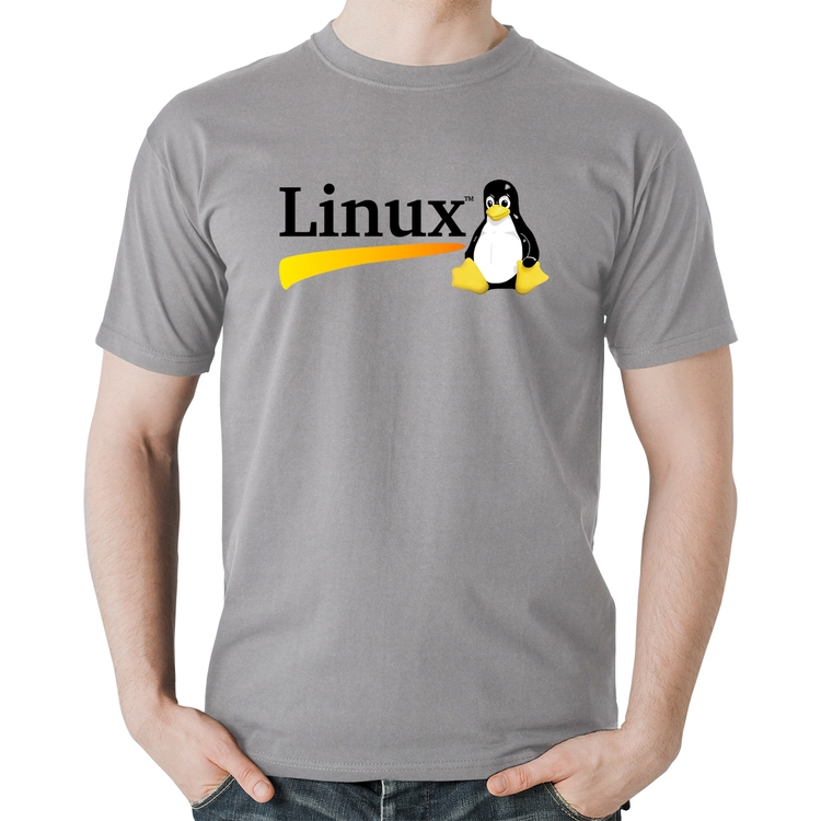 Camiseta Algodão Linux - Cinza