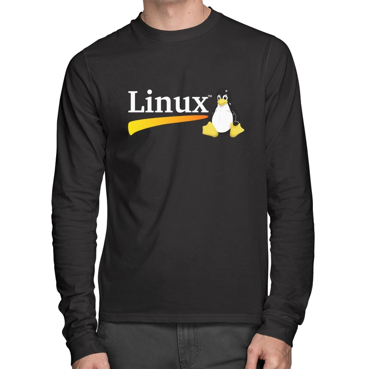 Camiseta Algodão Linux Manga Longa