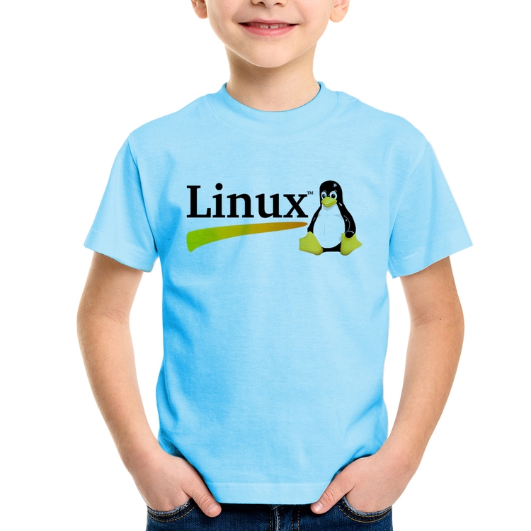 Camiseta Infantil Linux - Azul Bebê