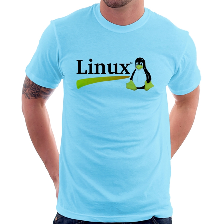 Camiseta Linux - Azul Bebê