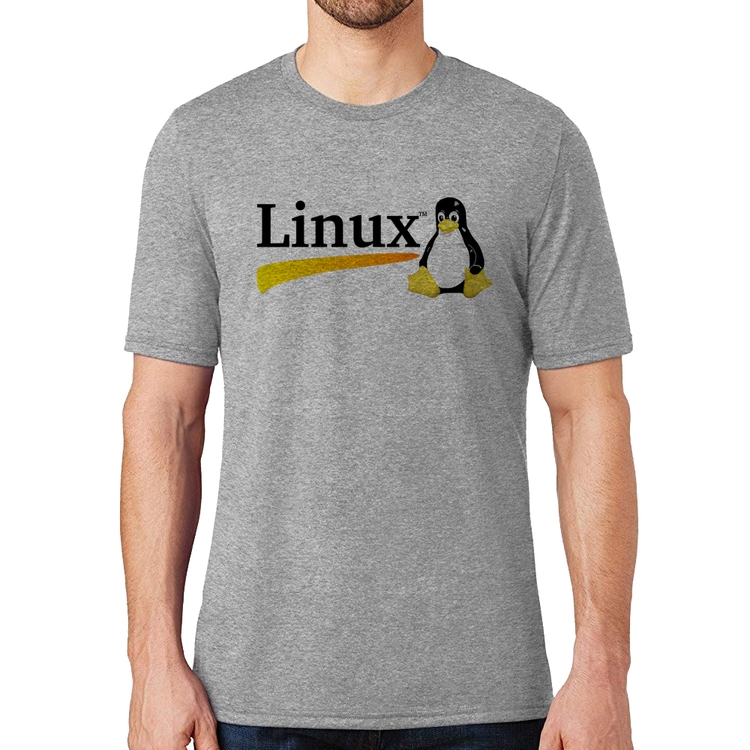 Camiseta Linux - Cinza