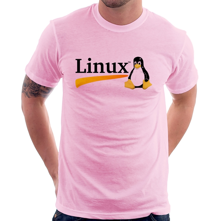 Camiseta Linux - Rosa Bebê