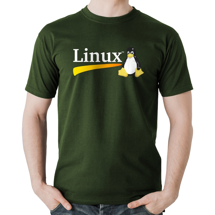 Camiseta Algodão Linux - Musgo