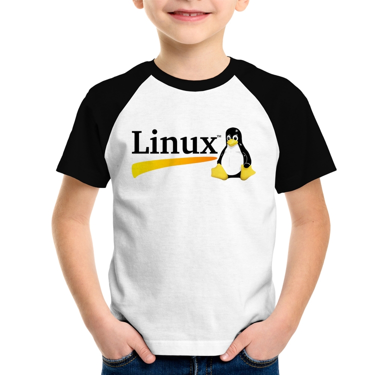 Camiseta Raglan Infantil Linux