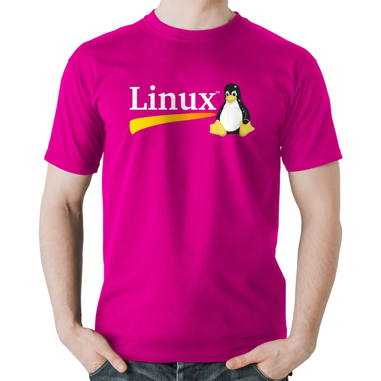 Camiseta Algodão Linux - Rosa