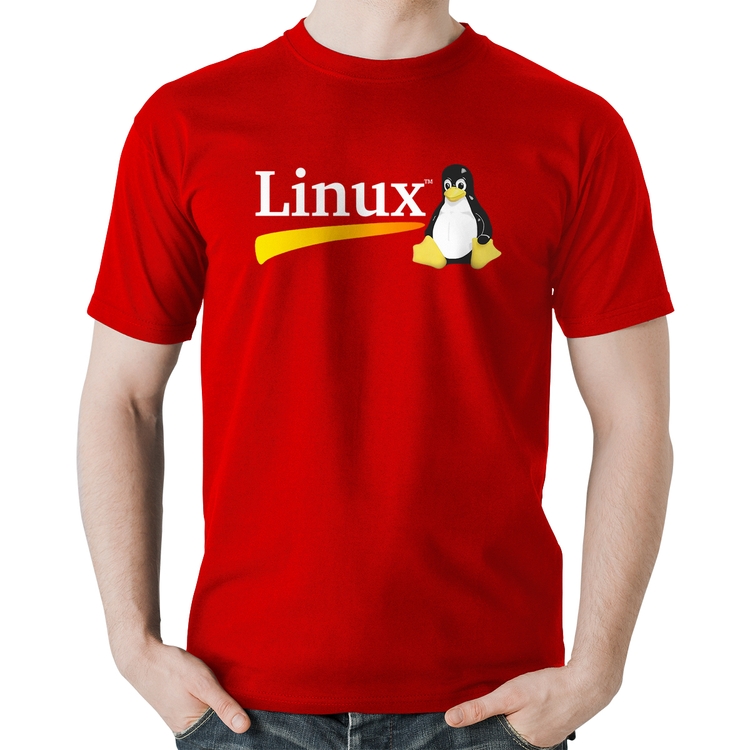 Camiseta Algodão Linux - Vermelha