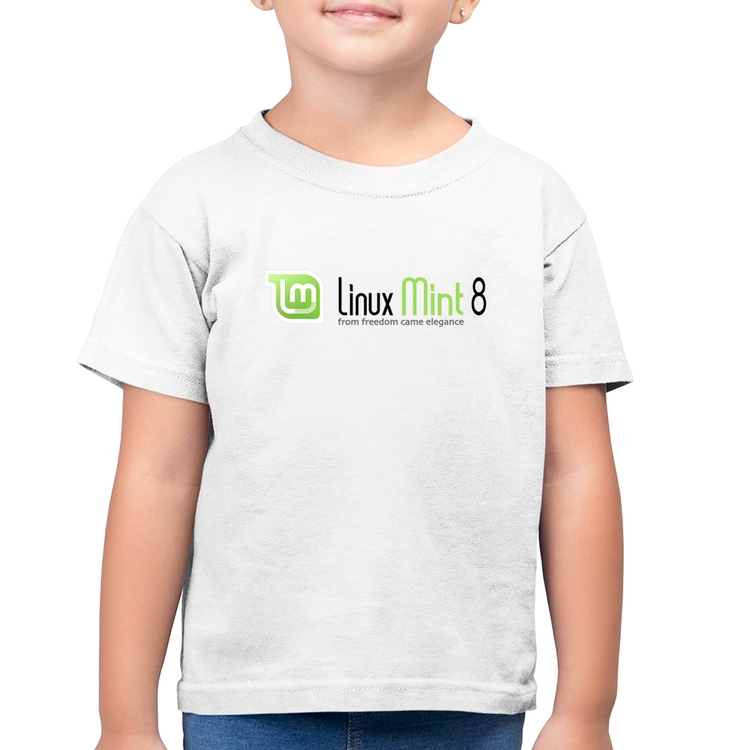 Camiseta Algodão Infantil Linux Mint 8 Helena - Branca