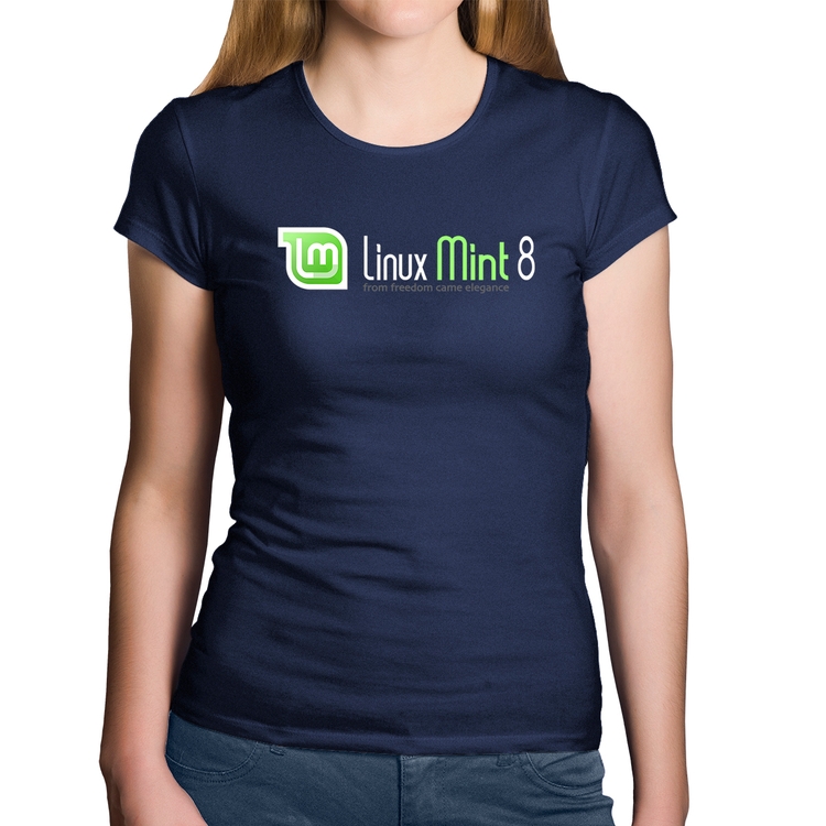 Baby Look Algodão Linux Mint 8 Helena - Marinho