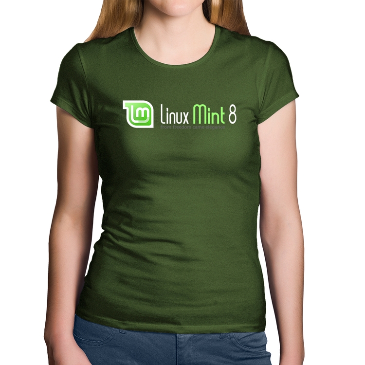 Baby Look Algodão Linux Mint 8 Helena - Musgo