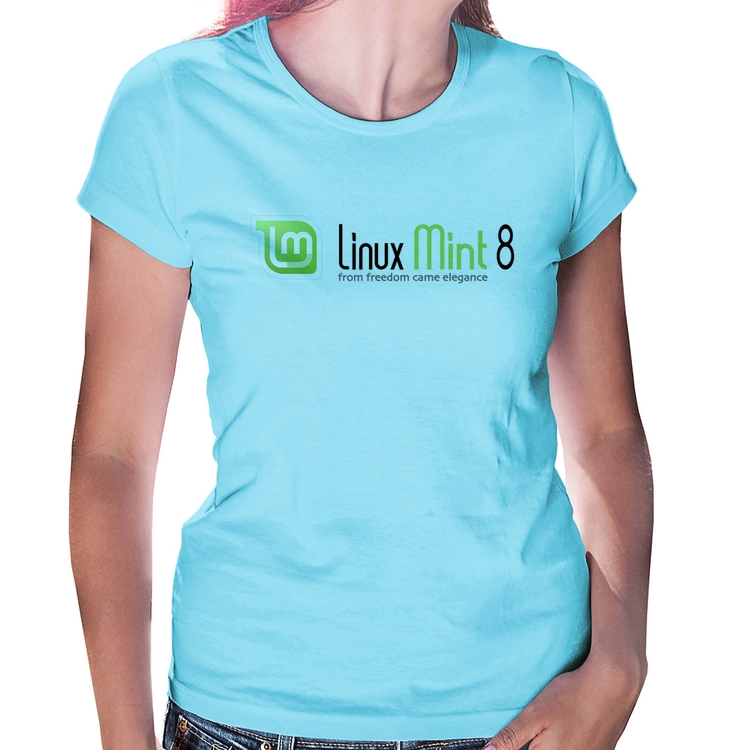 Baby Look Linux Mint 8 Helena - Azul Bebê