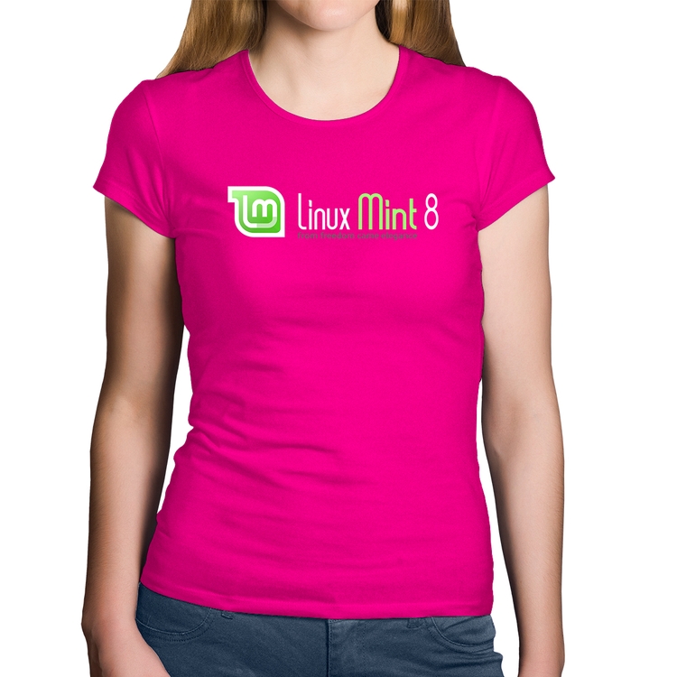 Baby Look Algodão Linux Mint 8 Helena - Rosa