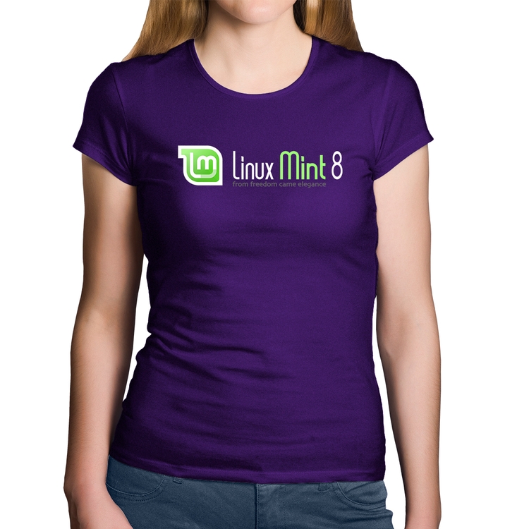 Baby Look Algodão Linux Mint 8 Helena - Roxa