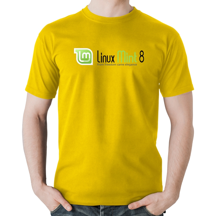 Camiseta Algodão Linux Mint 8 Helena - Amarela