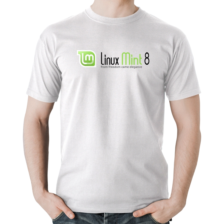 Camiseta Algodão Linux Mint 8 Helena - Branca