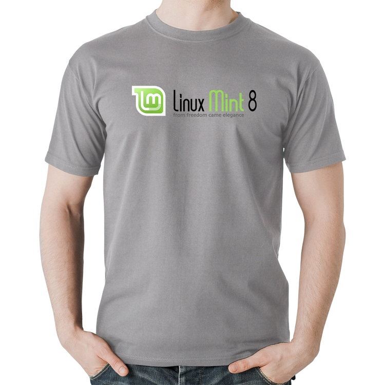 Camiseta Algodão Linux Mint 8 Helena - Cinza