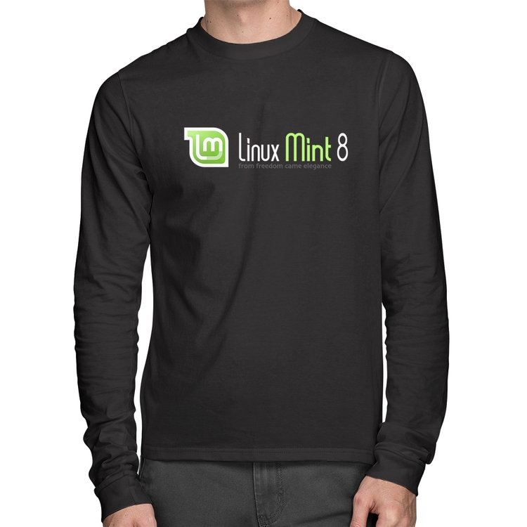 Camiseta Algodão Linux Mint 8 Helena Manga Longa