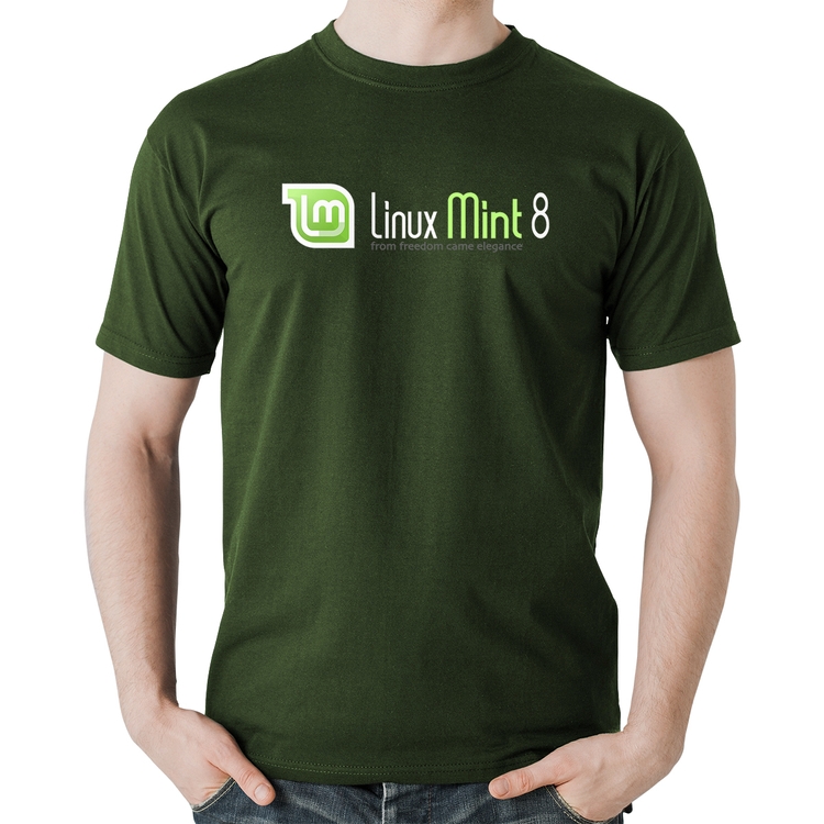 Camiseta Algodão Linux Mint 8 Helena - Musgo