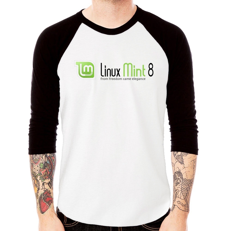 Camiseta Raglan Linux Mint 8 Helena Manga 3/4